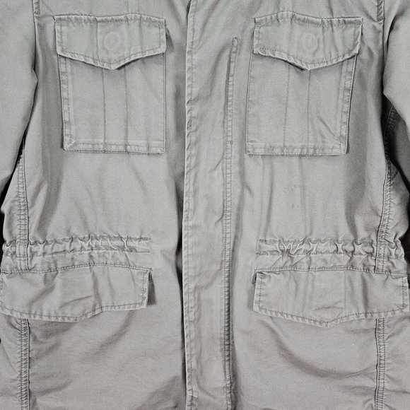 Woolrich Field Military Jacket Mens Sz M Green Buttons Long Sleeve Cargo Pockets - Picture 7 of 16